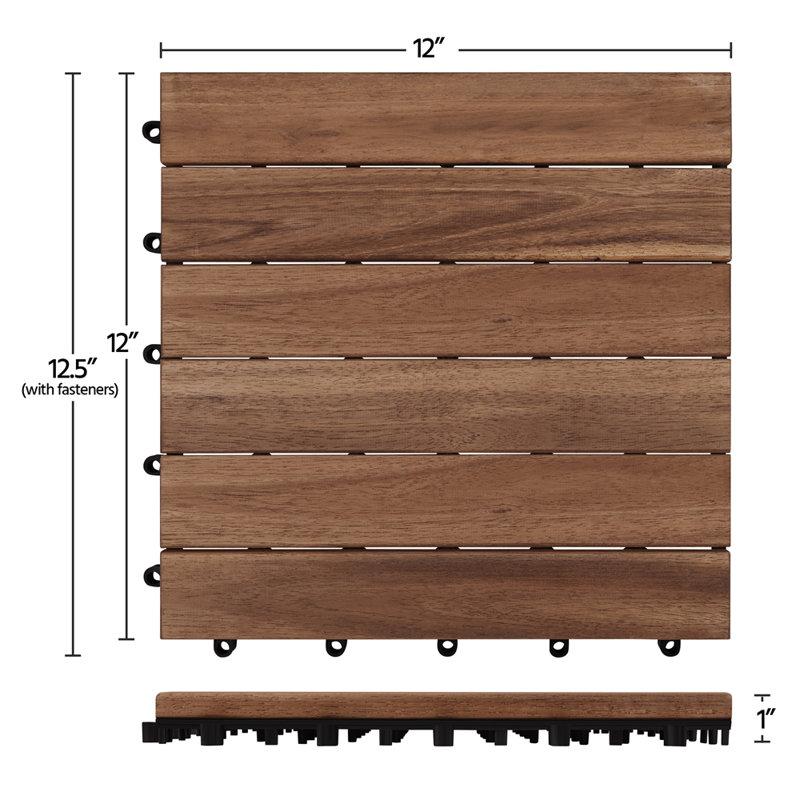 Wayfair Acacia Natural Wood Interlocking Deck Tiles For Indoor And Outdoor (Set Of 27)