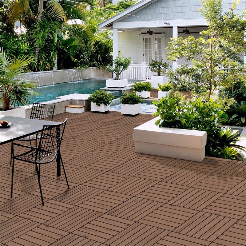 Wayfair Acacia Natural Wood Interlocking Deck Tiles For Indoor And Outdoor (Set Of 27)