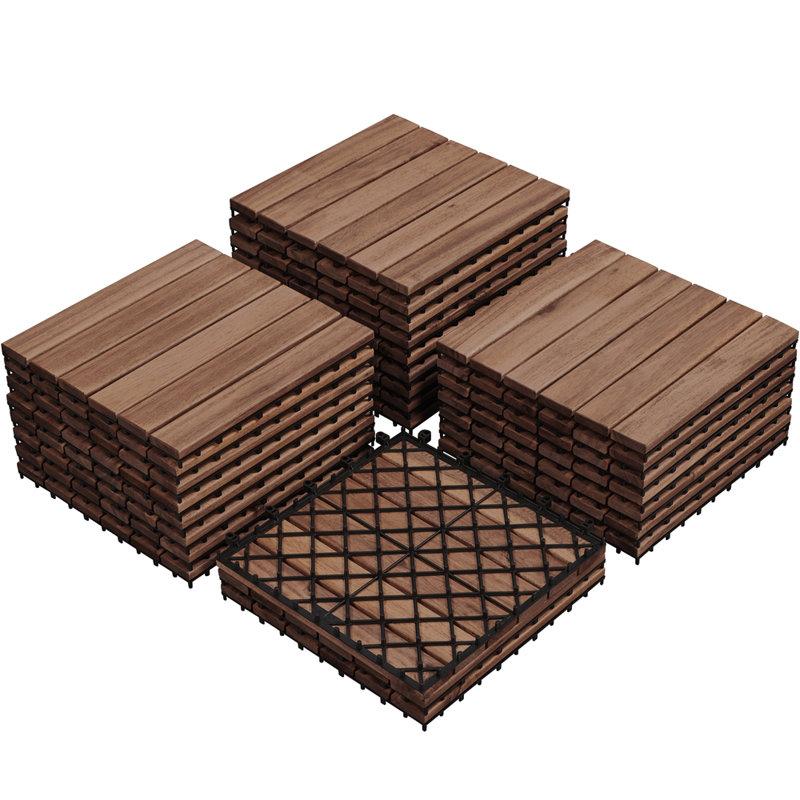 Wayfair Acacia Natural Wood Interlocking Deck Tiles for Indoor and Outdoor (Set of 27)