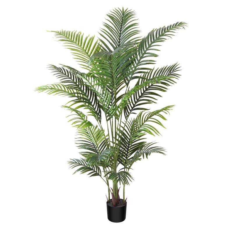 Wayfair Adcock Artificial UV Resistant Palm Tree In Pot Faux Green Areca Palm Plant Fake Tree