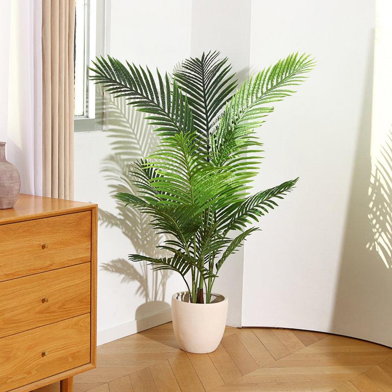 Wayfair Adcock Artificial UV Resistant Palm Tree in Pot Faux Green Areca Palm Plant Fake Tree