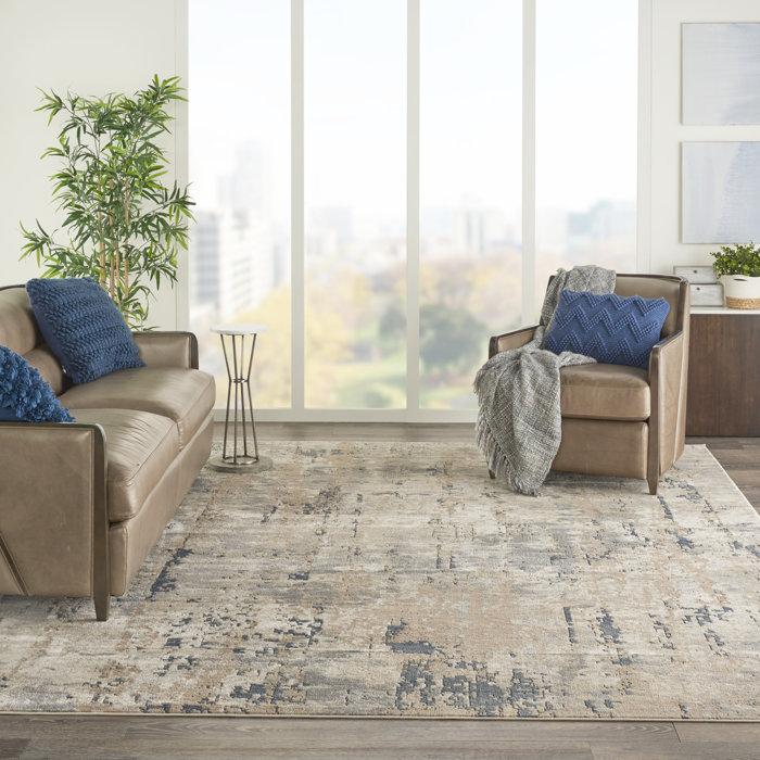 Wayfair Addie Abstract Modern Machine Woven Area Rug in Beige/Gray