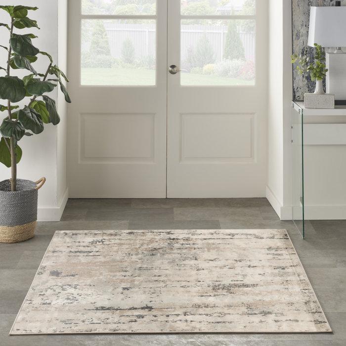 Wayfair Addie Abstract Modern Machine Woven Area Rug in Beige/Gray
