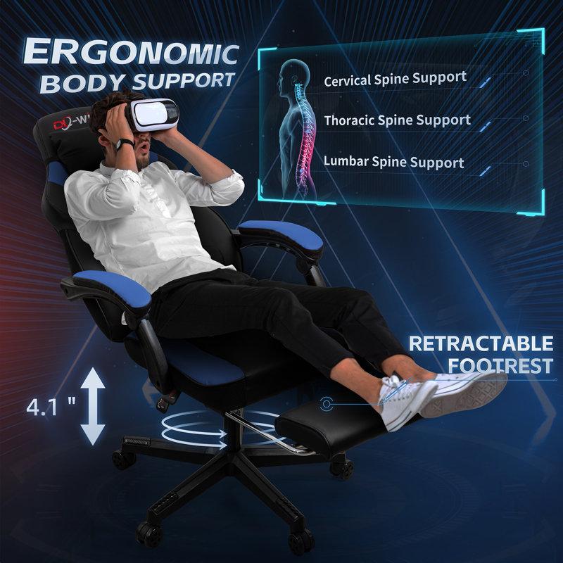 Wayfair Adjustable Game Chair Swiveling PC & Racing With Footrest