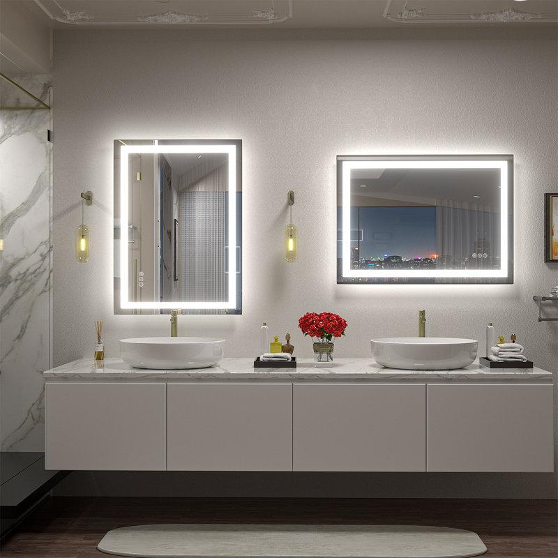 Wayfair Aevar UL Certified Front & Back LED Anti-Fog Tempered Glass Bathroom/Vanity Mirror With 3-Year Warranty