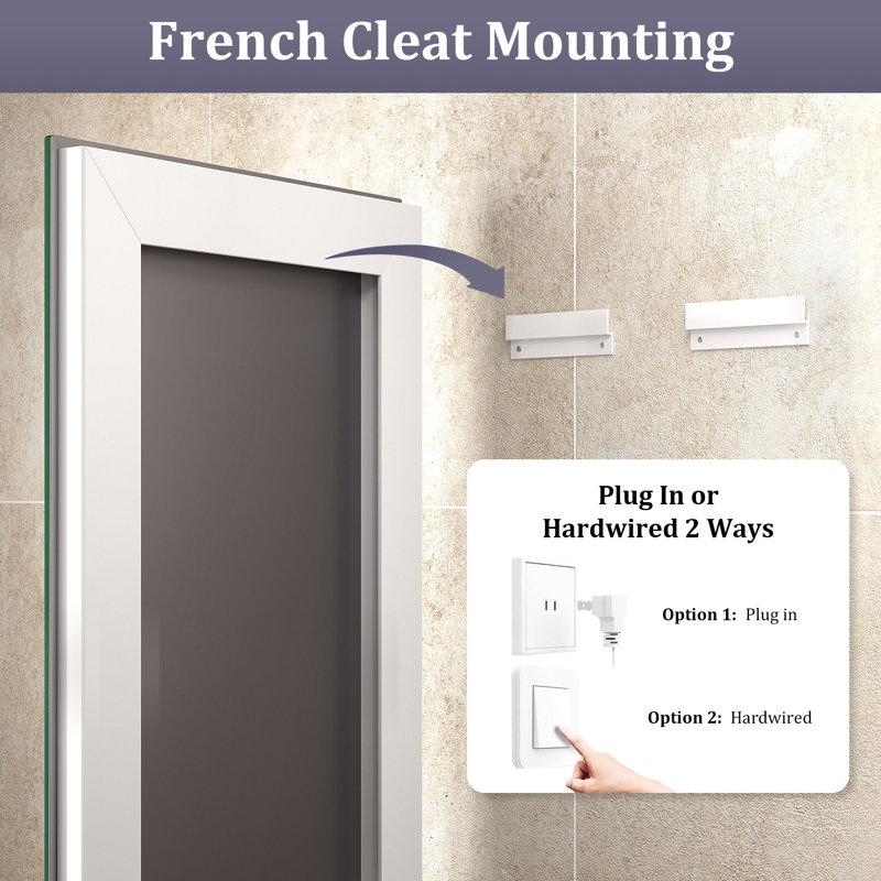 Wayfair Aevar UL Certified Front & Back LED Anti-Fog Tempered Glass Bathroom/Vanity Mirror With 3-Year Warranty