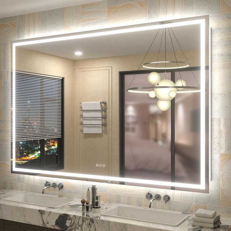 Wayfair Aevar UL Certified Front & Back LED Anti-Fog Tempered Glass Bathroom/Vanity Mirror With 3-Year Warranty
