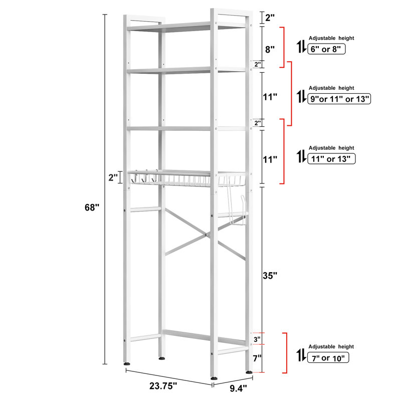 Wayfair Agassiz Metal Adjustable Freestanding Over The Toilet Storage