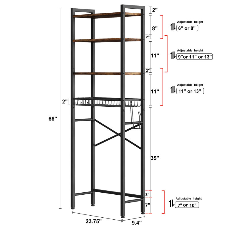 Wayfair Agassiz Metal Adjustable Freestanding Over The Toilet Storage