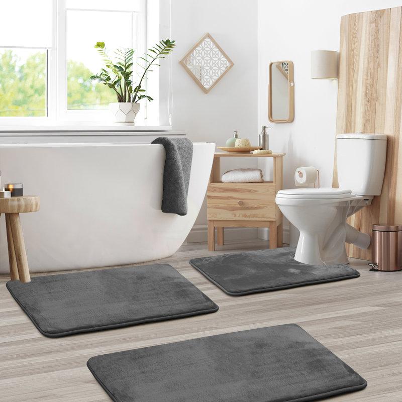 Wayfair Aighan 3 Piece Ultra Soft and Absorbent Memory Foam Bath Rug Set with Non-Slip Backing