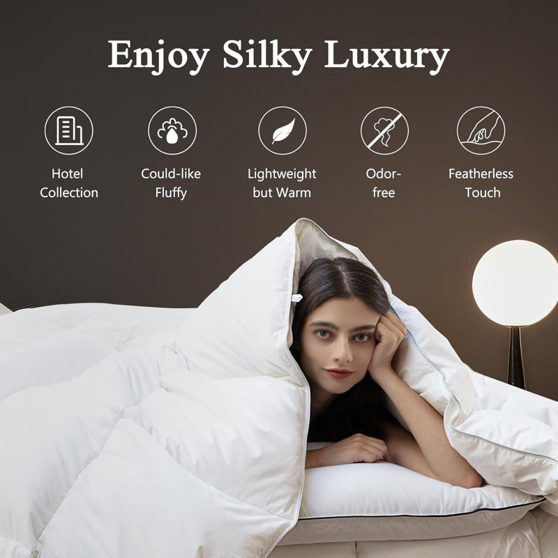 Wayfair All Season Feather Down Comforter Cotton Blend Cover Duvet Insert