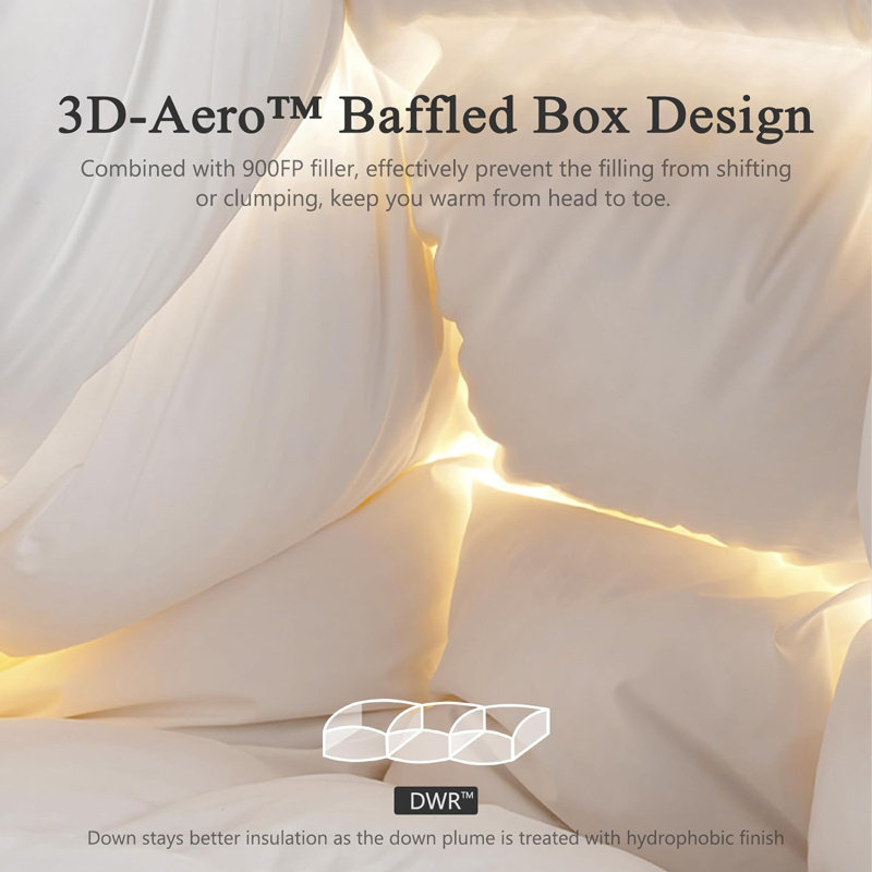 Wayfair All Season Feather Down Comforter Cotton Blend Cover Duvet Insert