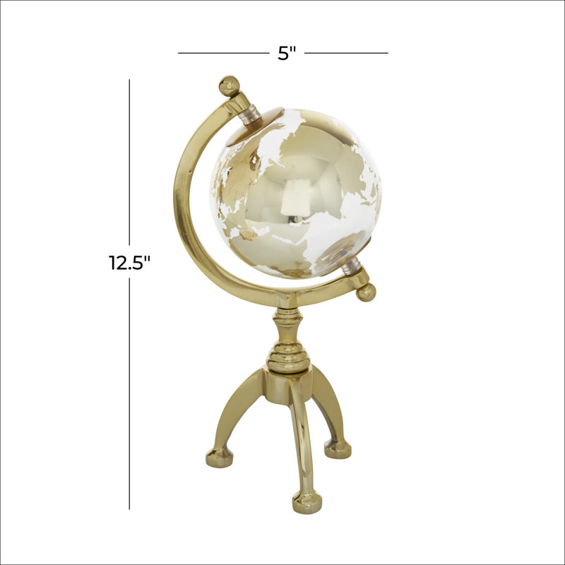 Wayfair Aluminum Metal Educational/Geographic Earth Gold Globe With Tripod Base