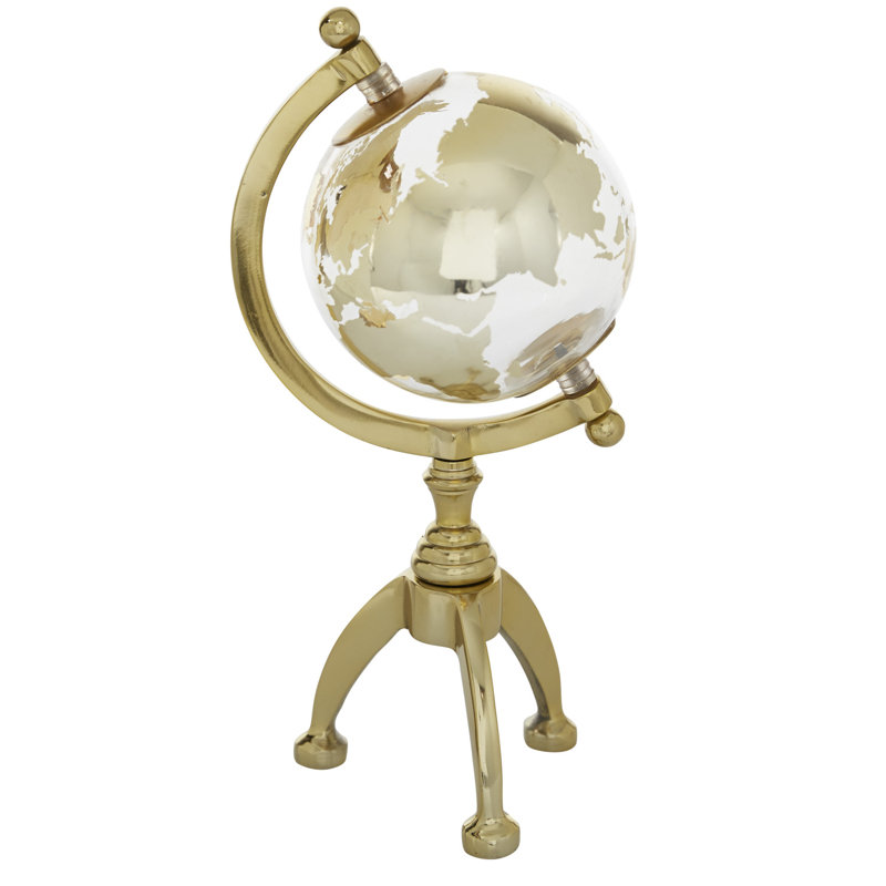 Wayfair Aluminum Metal Educational/Geographic Earth Gold Globe with Tripod Base