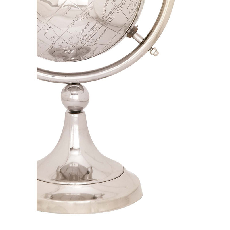 Wayfair Aluminum Metal Educational/Geographic Earth Silver Globe
