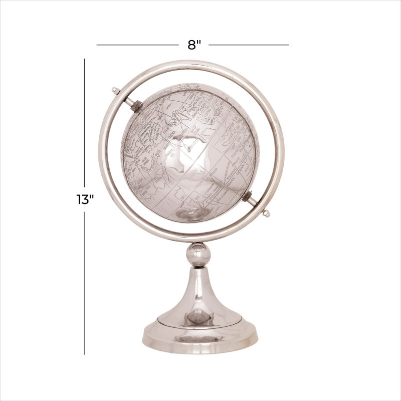 Wayfair Aluminum Metal Educational/Geographic Earth Silver Globe