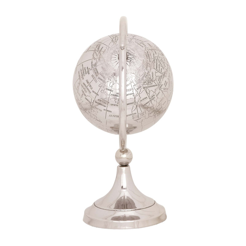 Wayfair Aluminum Metal Educational/Geographic Earth Silver Globe