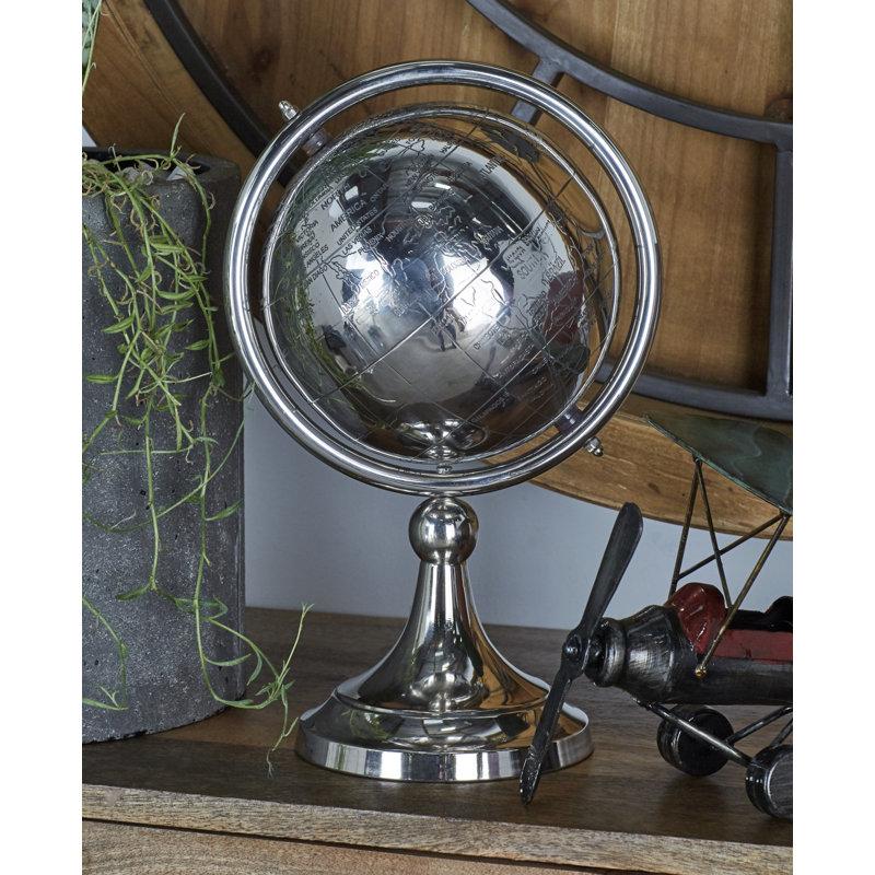 Wayfair Aluminum Metal Educational/Geographic Earth Silver Globe