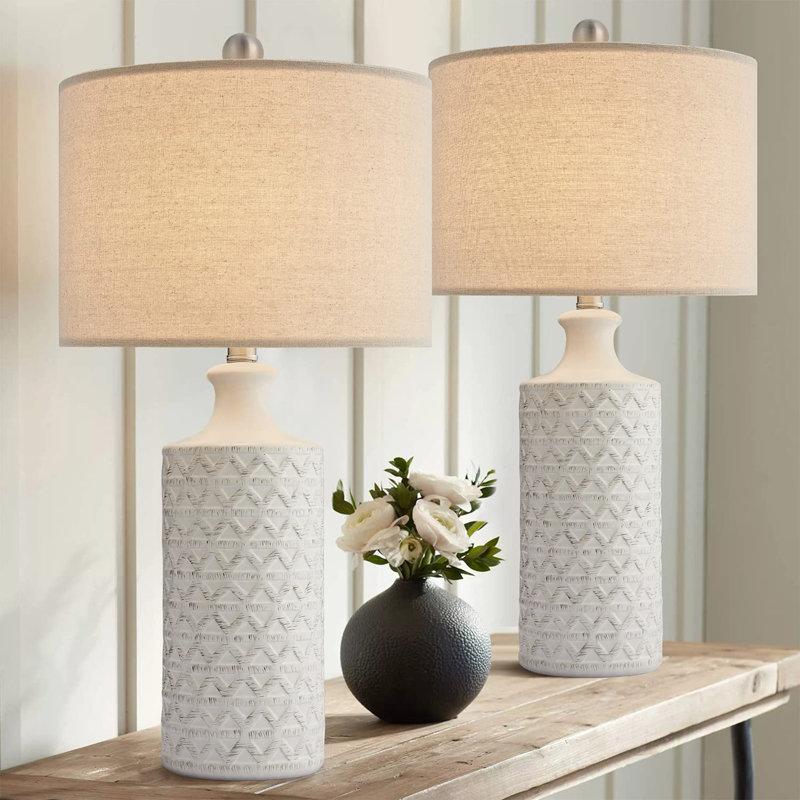 Wayfair Amarchand 24.75"Modern Ceramic Lamp for Living Room Bedroom Bedside Table (Bulb Not Included) (Set of 2)