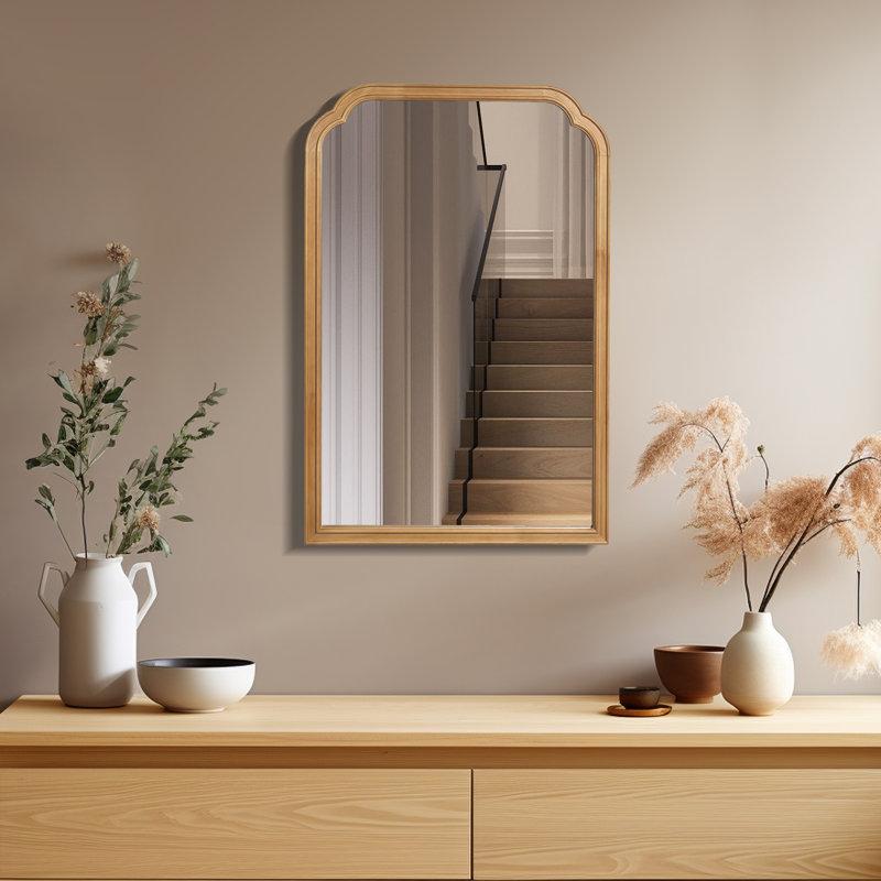 Wayfair Ancalin Wood Accent Wall Mirror For Bathroom Bedroom Decorative Mirror