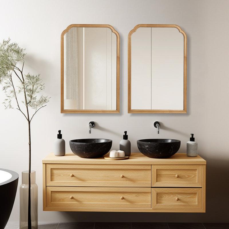 Wayfair Ancalin Wood Accent Wall Mirror For Bathroom Bedroom Decorative Mirror
