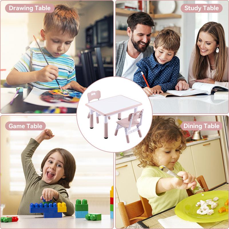 Wayfair Angello Kids 3 Piece Play Or Activity Table And Chair Set