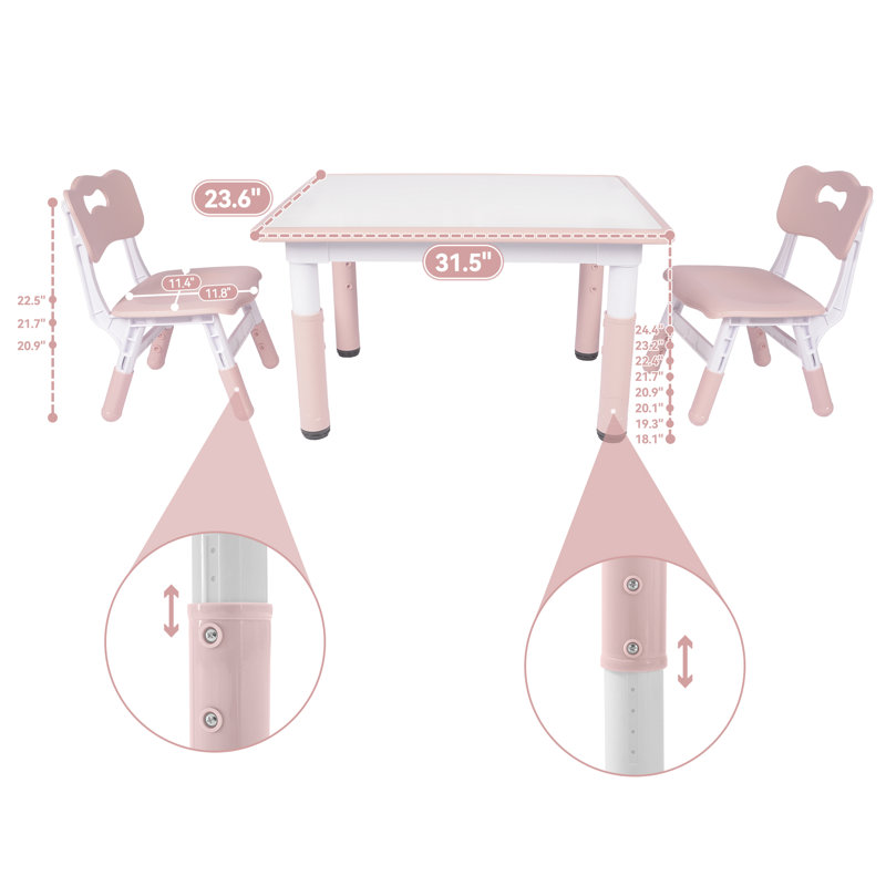 Wayfair Angello Kids 3 Piece Play Or Activity Table And Chair Set