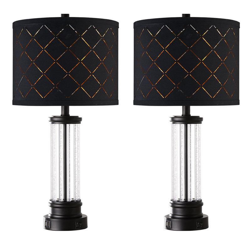 Wayfair Annora 26" Table Lamp Set With Night Light And USB Ports (Set Of 2)