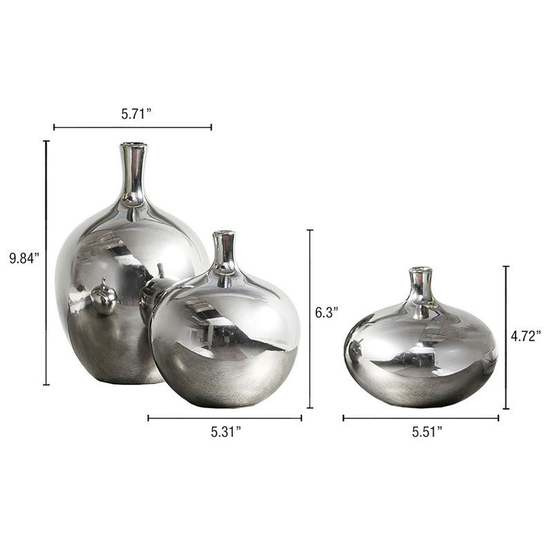 Wayfair Ansen Mirrored Ceramic Decorative Vases 3-piece Set