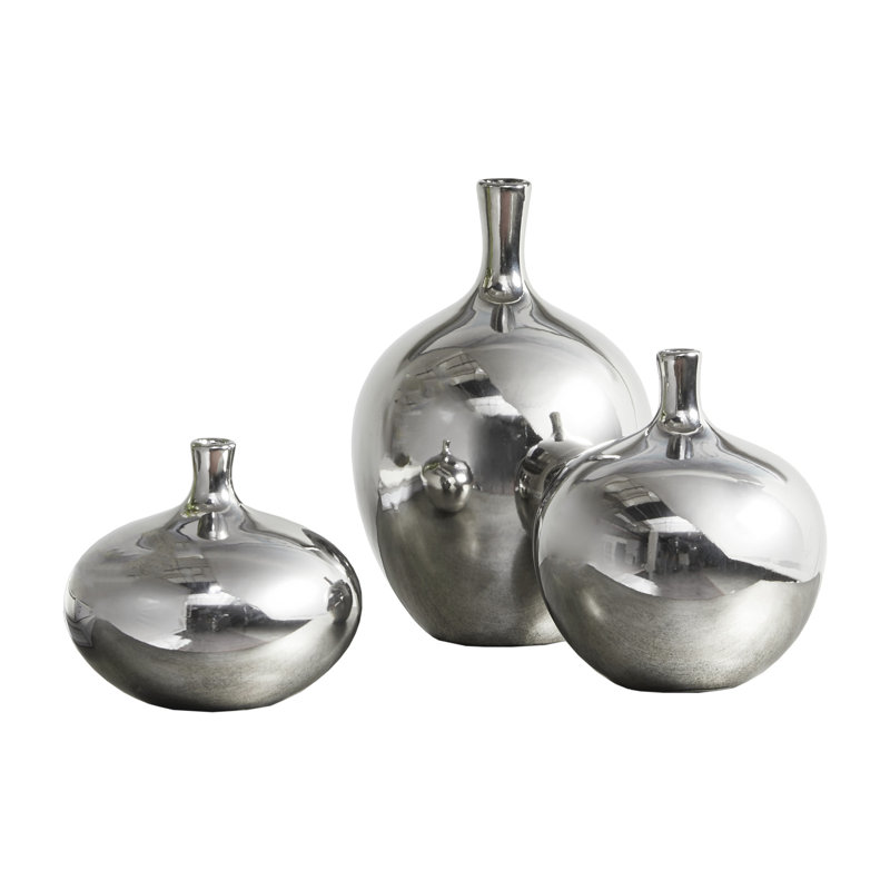 Wayfair Ansen Mirrored Ceramic Decorative Vases 3-piece Set