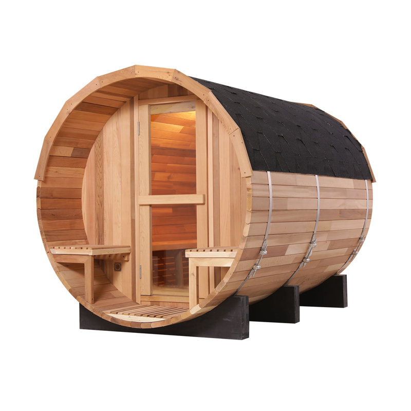 Wayfair Anyi 6-Person PatchworkRed Cedar Traditional Steam Barrel Sauna