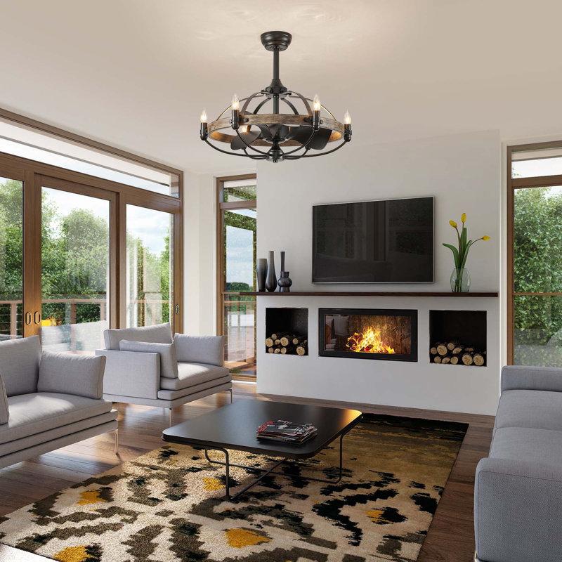 Wayfair Arezo 27.17" Classic Black Caged Farmhouse Ceiling Fan With Light Kit And Remote Control