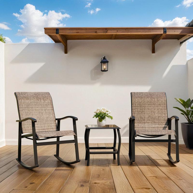 Wayfair Armyn 3 Piece Outdoor Furniture Rocking Patio Set