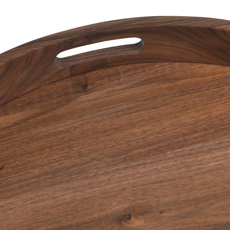 Wayfair Arooj Round Black Walnut Solid Wood Serving Tray Ottoman Tray