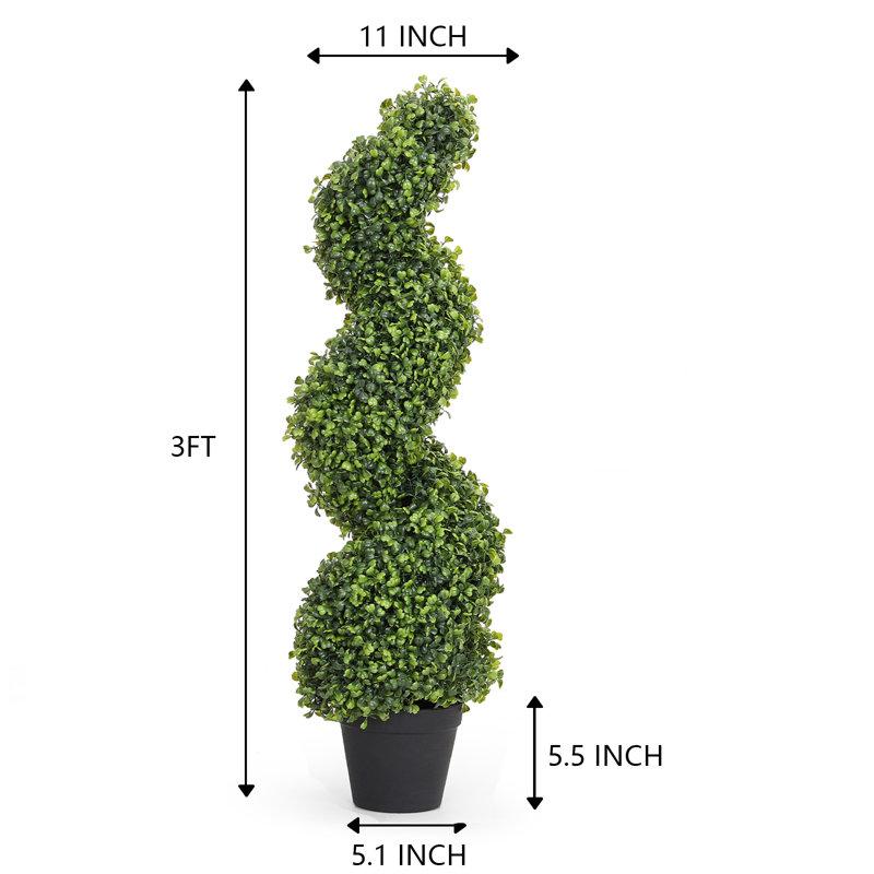 Wayfair Artificial Boxwood Spiral Topiary Black Plastic Potted Tree (Set Of 2)