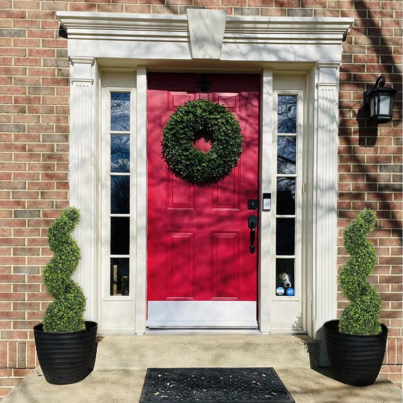 Wayfair Artificial Boxwood Spiral Topiary Black Plastic Potted Tree (Set Of 2)