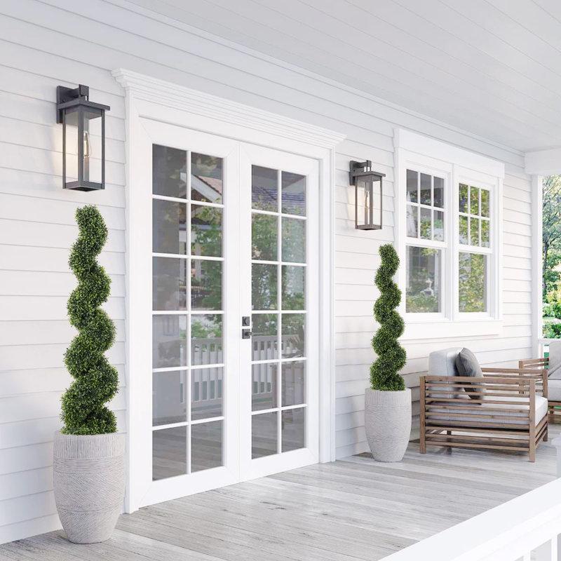 Wayfair Artificial Potted Spiral Green Boxwood Topiary (Set Of 2)