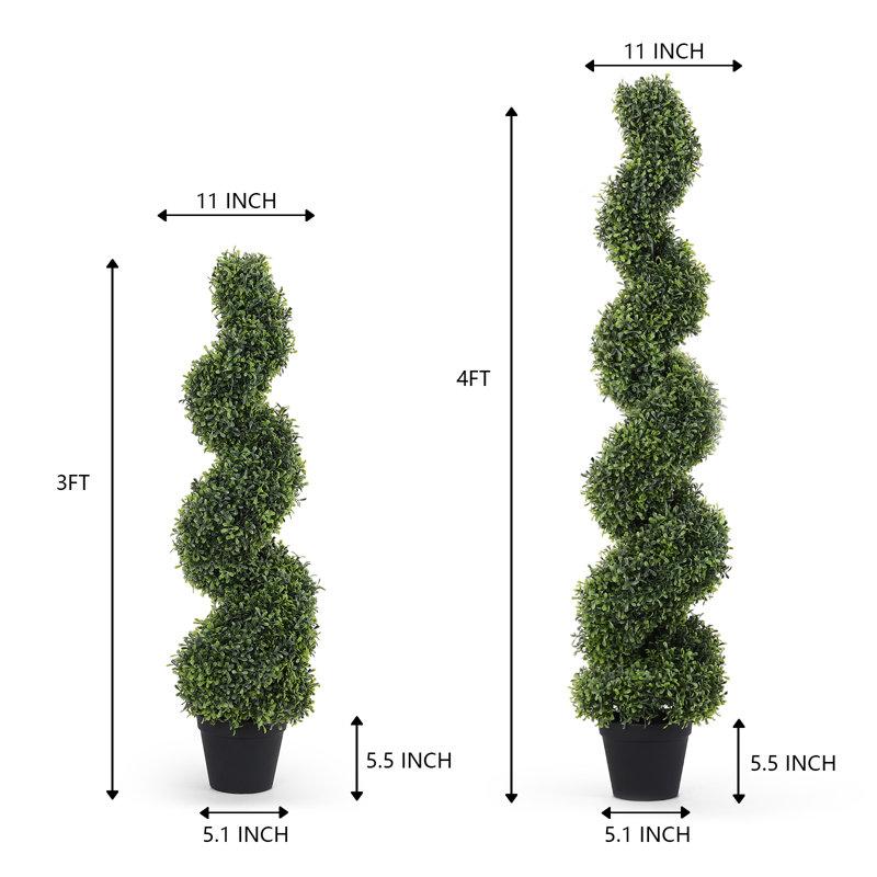 Wayfair Artificial Potted Spiral Green Boxwood Topiary (Set Of 2)