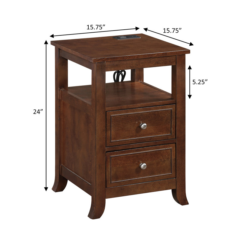 Wayfair Ashrith 24'' Tall 2 - Drawer End Table With Built-In USB Port
