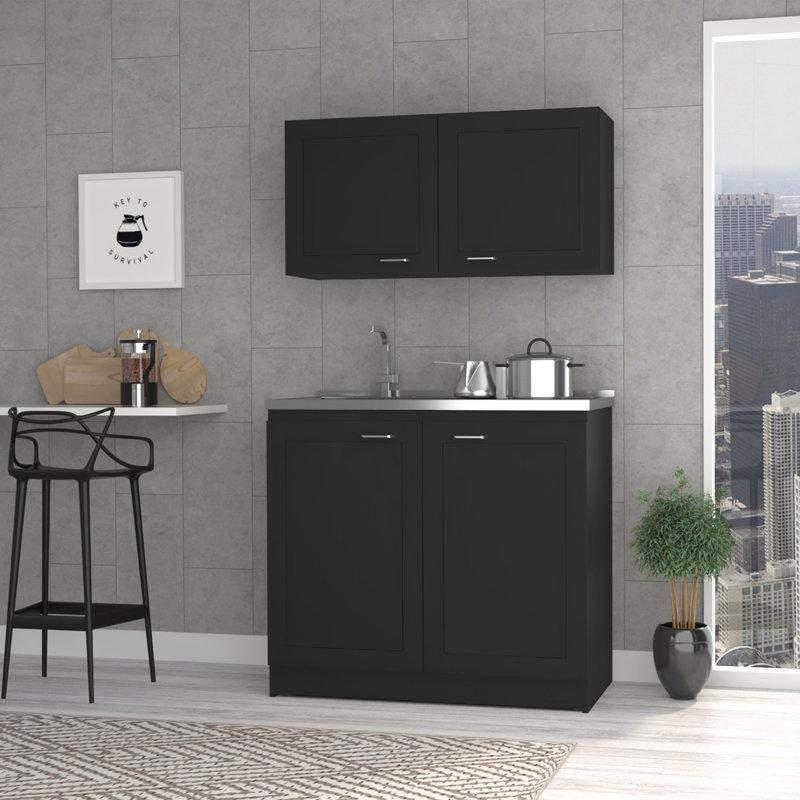 Wayfair Ashura 2-pc Kitchen Cabinet Set Includes Countertop Base Unit And Wall Mounted Cupboard
