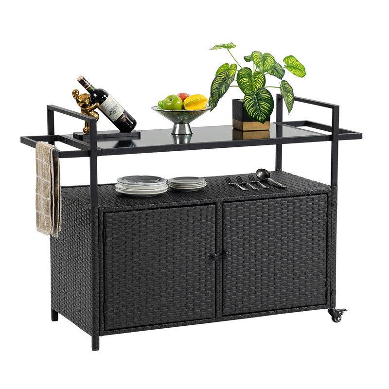 Wayfair Athalia Metal Bar Cart Outdoor Rolling Beverage Bar Counter Table For Garden Poolside Party