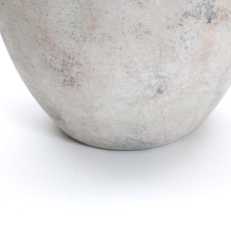 Wayfair Atoka Vintage Mutli-Color Gray And White Terracotta 11-Inch Round Amphora Vase With Handles