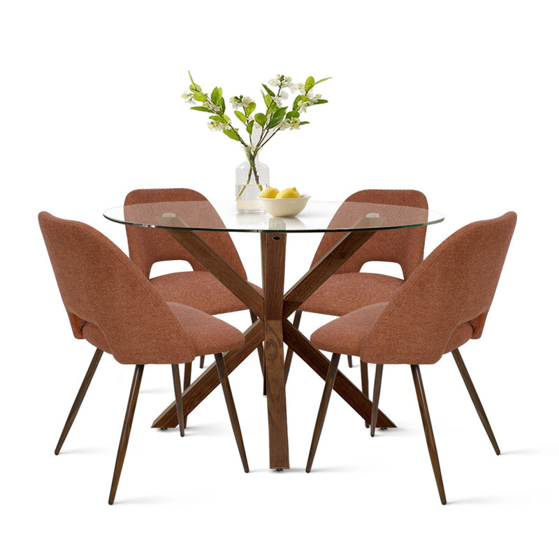 Wayfair Aunnika 5-Piece 40 Inch Round Glass Dining Table Sets
