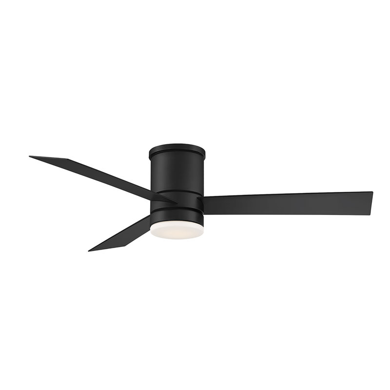 Wayfair Axis 3 - Blade Indoor/Outdoor Smart Flush Mount Ceiling Fan with Remote Control and LED Light Kit Included Works With Alexa and iOS / Android App
