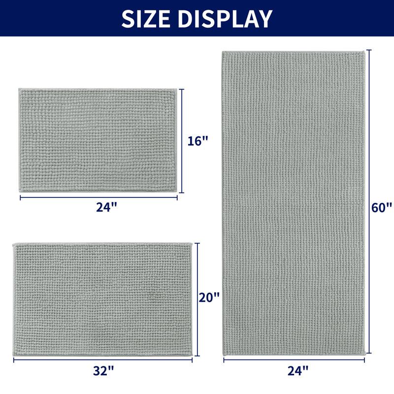 Wayfair Azriah Luxury Chenille Super Soft Absorbent Microfiber Rectangle Non-Slip Bath Rug