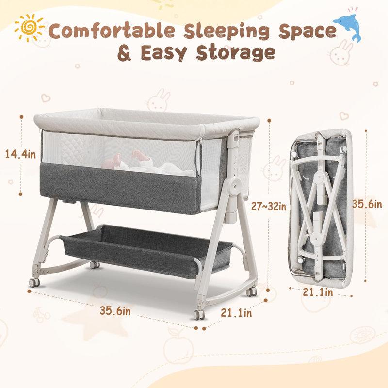 Wayfair Baby Bassinet Bedside Sleeper For Baby With Wheels And Storage Basket All Mesh Portable Bassinet For Newborn 6 Height Adjustable Easy To Assemble Bedside Crib
