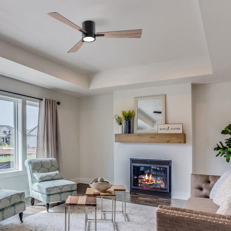 Wayfair Bali Smart 3-Blade 52in Ceiling Fan 2700K-6000K CCT Selectable LED Light Kit With Remote Control And Hardware With Reversible Blades In Weathered Wood Or Works With IOS Or Android App