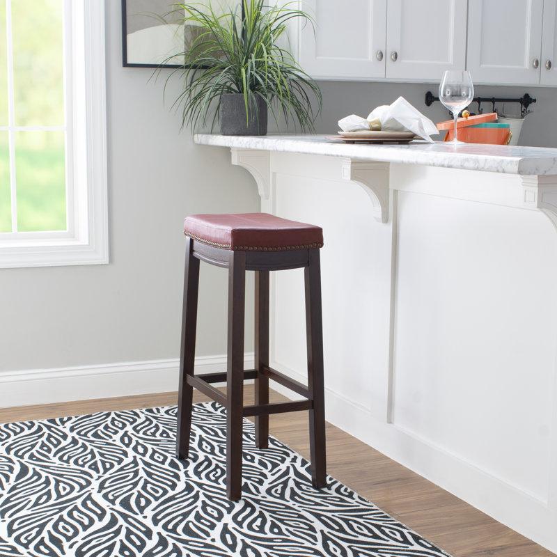 Wayfair Bartonville Counter & Bar Solid Wood Backless Stool With Upholstered Seat