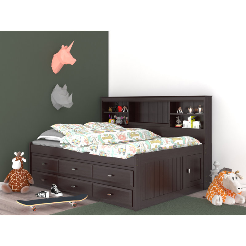 Wayfair Beckford 6 Drawer Solid Wood Bed With Bookcase