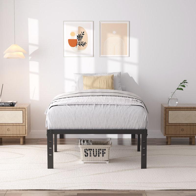Wayfair Bed Frame No Box Spring Need 14 Inch Heavy Duty Tall Platform Bed Frame